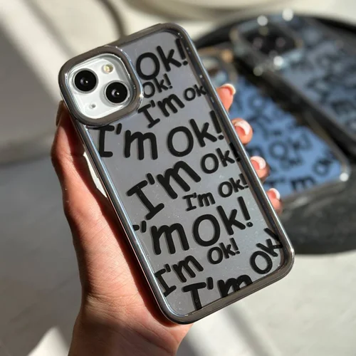 کاور گوشی ایفون I'm OK نقره ای (کدC1413)