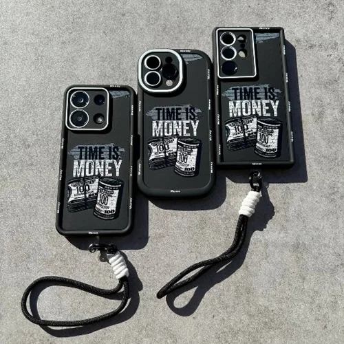 قاب سولید یووی money is time همراه با آویز آیفون