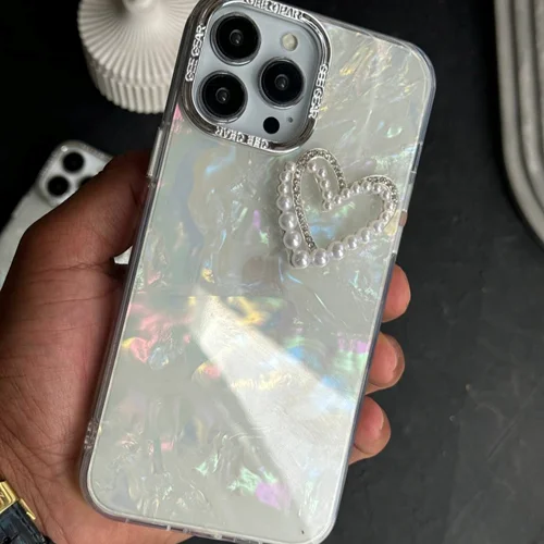 قاب موبایل آیفون ودینگ پارتی قلب مرواریدی