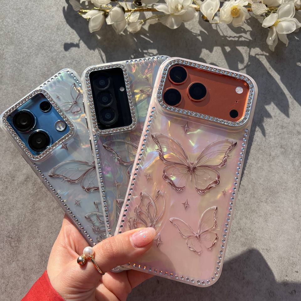 قاب ماربل نگین دار طرح پروانه یخی