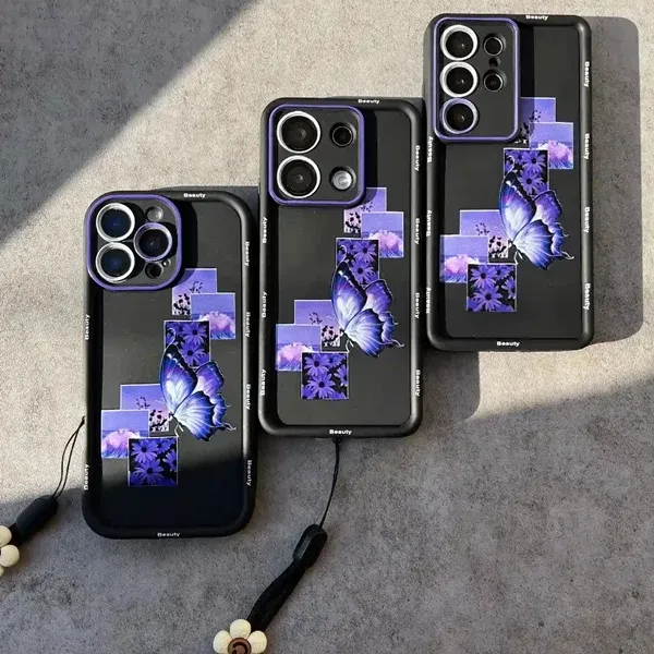 قاب سولید یووی purple butterfly همراه با آویز (سری سامسونگ)