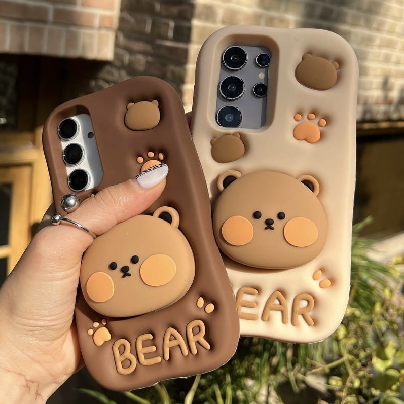 کاور گوشی bear استندشو (رنگ قهوه ای)