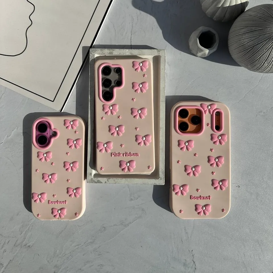 قاب گوشی  پاپیون صورتی سیلیکونی c4338