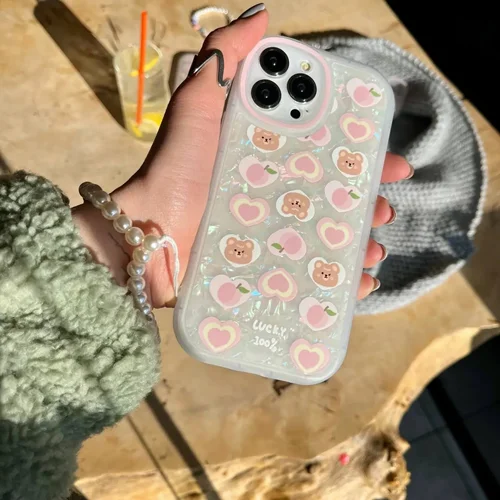 قاب گوشی یخی با دستبند مرواریدی آیفون