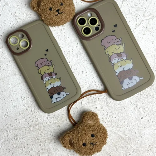 کاور گوشی سگ خنگ آیفون با آویز عروسکی