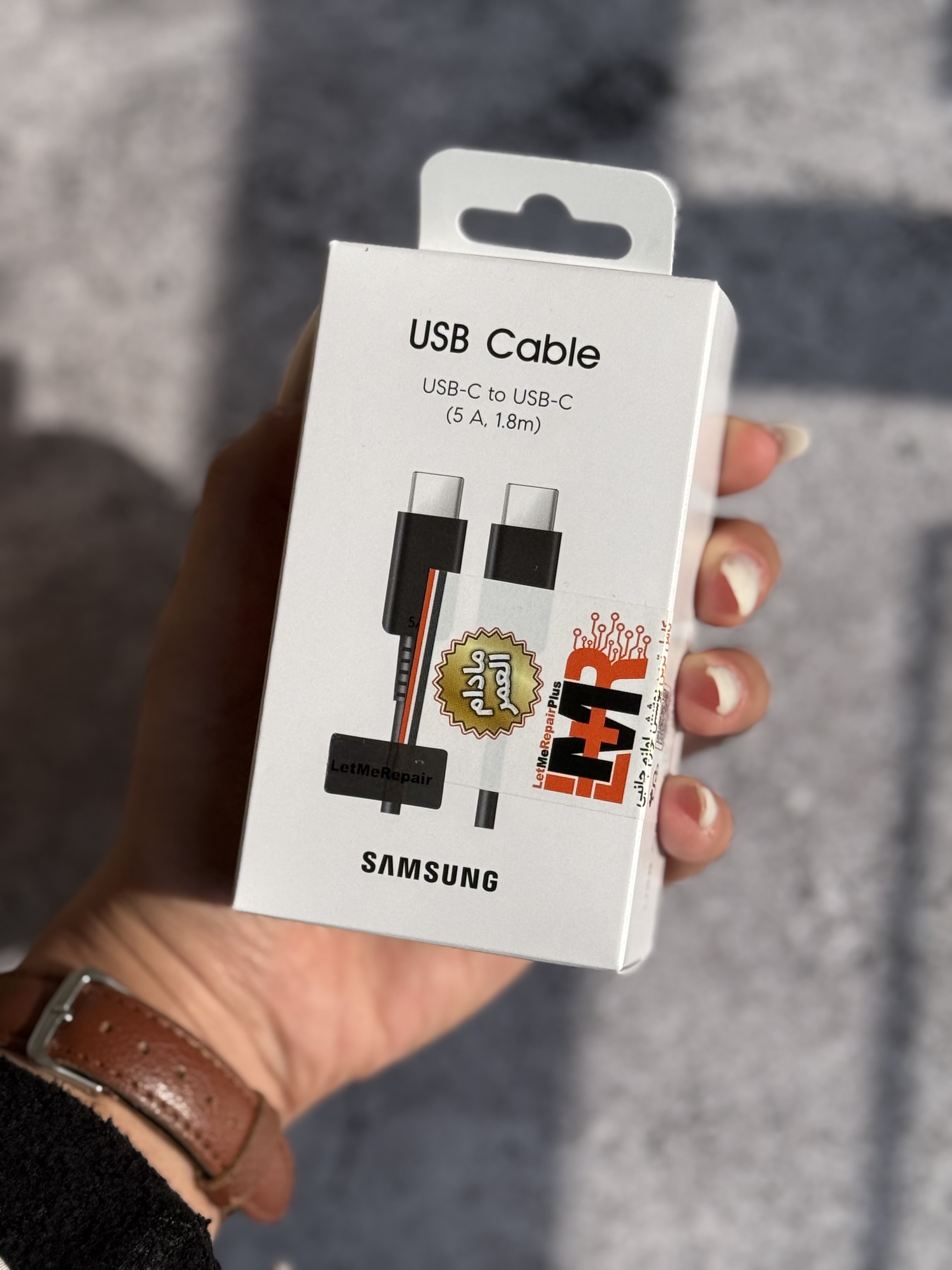 کابل USB-C به USB-C سامسونگ ۱.۸ متری ۵ آمپر | گارانتی مادام‌العمر Let Me Repair