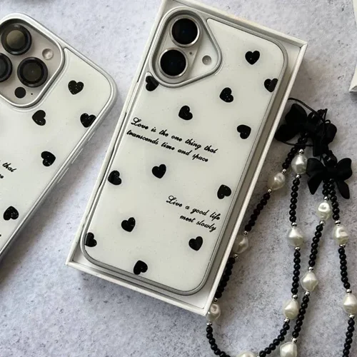 قاب گوشی Black heart همراه با آویز