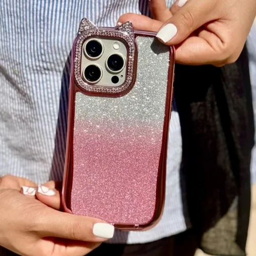 قاب گوشی آیفون موبایل رز دیاموند نگینی گوش دار