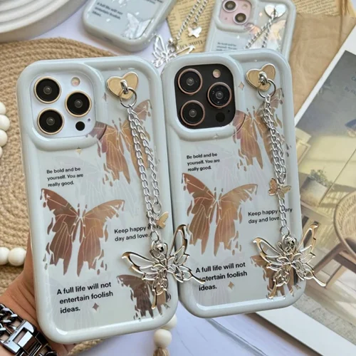 قاب گوشی پروانه آیفونKeep happy every day (کدC1773)