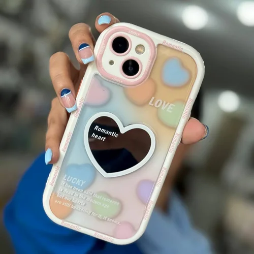 قاب موبایل آیفون قلب رنگارنگ کالر آیینه ای