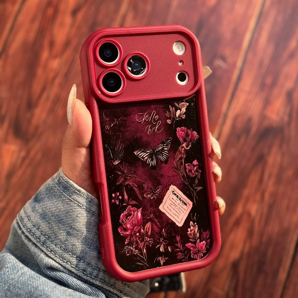 قاب گوشی آیفو سولید گل و پروانه