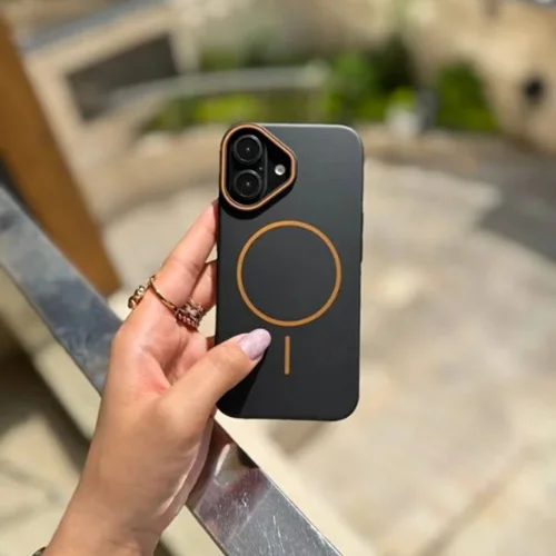 قاب گوشی  مشکی خط نارنجی مگ سیف (کدC1984)