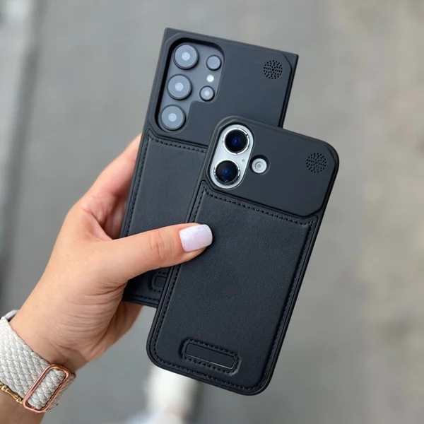 قاب گوشی Leather metal iphone رنگ مشکی (آیفون، سامسونگ)