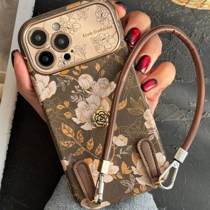 قاب موبایل آیفون گل فلاور کرم فندقی