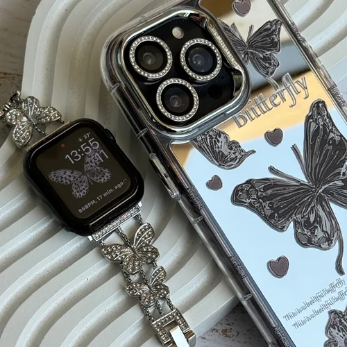 بند اپل واچ پروانه نگینی استیل (کدw5031)