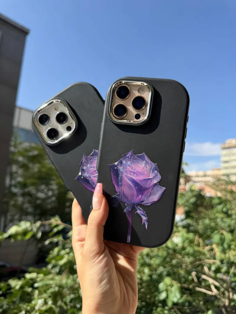 قاب سالید رز بنفش آیفونی ( با پک ) _ purple rose