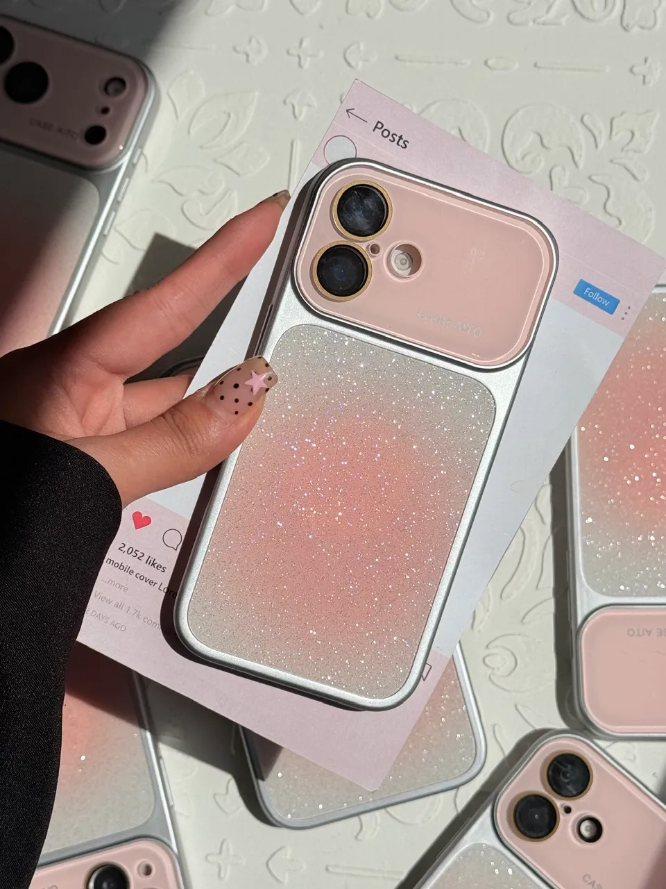 قاب گوشی آیفون Pink Shine Lens