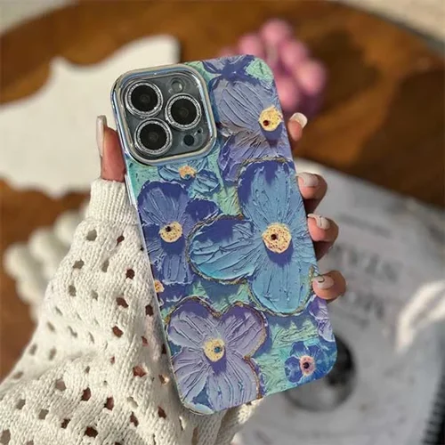 گارد گوشی گل آیفون آبی