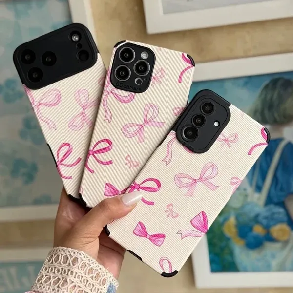 قاب پاپیون صورتی کبریتی محافظ لنز دار آیفون ، سامسونگ ، شیائومی