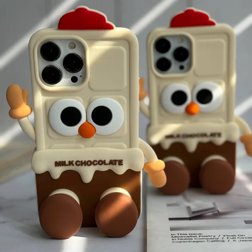 قاب موبایل آیفون شکلات شیری سیلیکونی پا استندشو