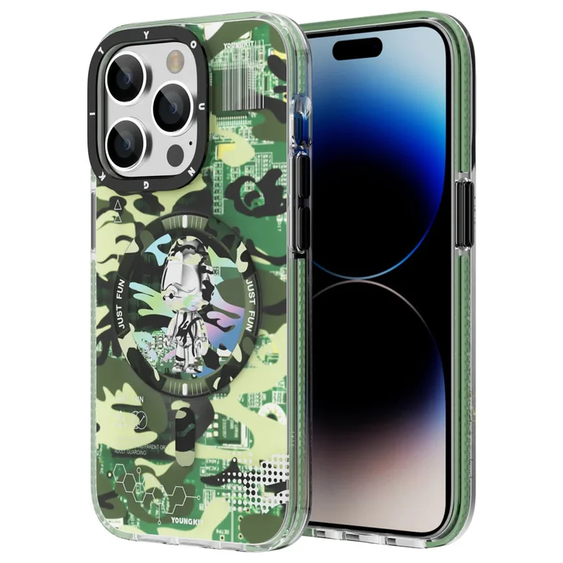 قاب گوشی YOUNGKIT یانگکیت Apple iphone  Camouflage Circuit Strong Anti-Drop Impact Series Green