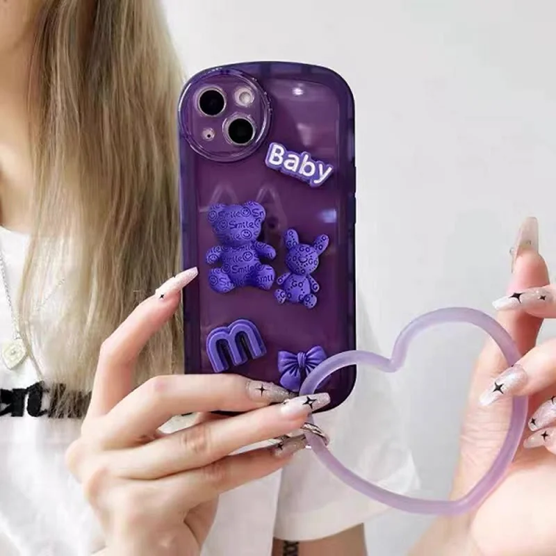 قاب گوشیPurple baby همراه حلقه قلب ایفون