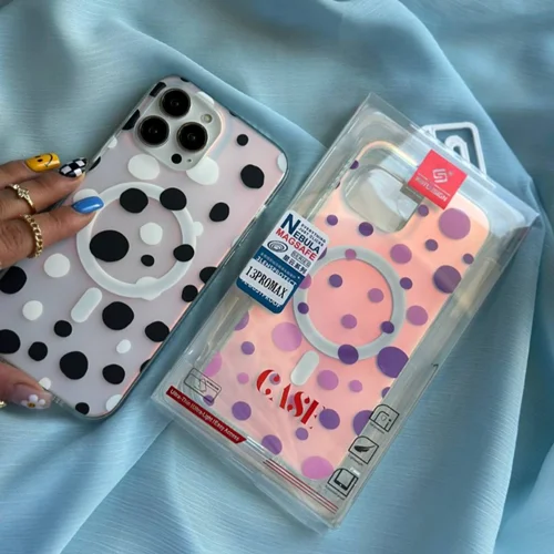 قاب گوشی آیفون  خال خالی مگ سیف دار