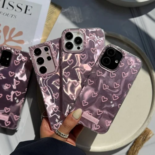 قاب موج صورتی قلبی آیفونی و اندرویدی (کدC1870)