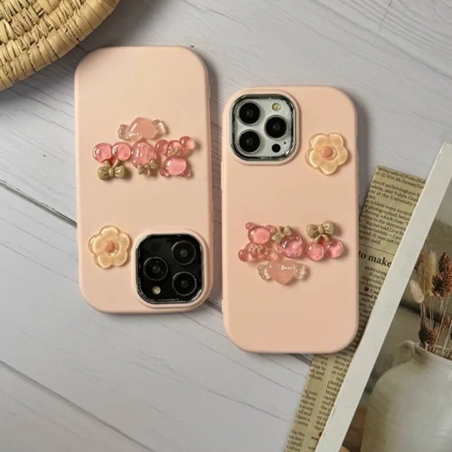 قاب گوشی آیفونSweet عروسک شیشه ای صورتی (کدC1798)