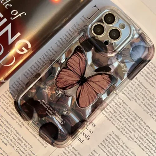 قاب Black Butterfly پروانه مشکی همراه با پاپ سوکت آیفون C3663