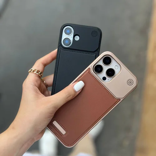 قاب گوشی  رنگ قهوه ای آیفون، سامسونگ Leather metal iphone
