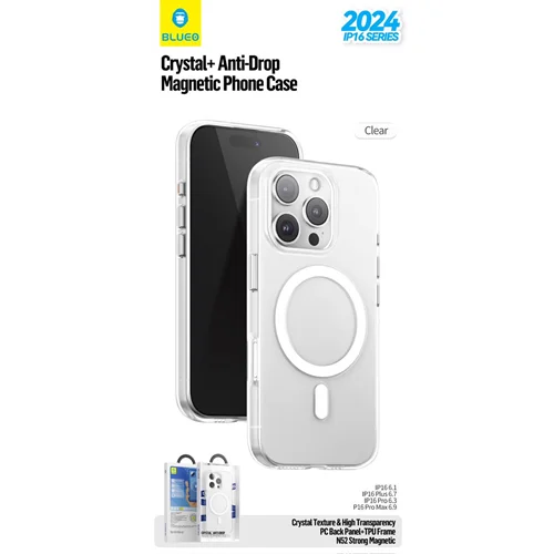 قاب  آیفون مدل Blueo crystal Drop Resistance magsafe case iphone