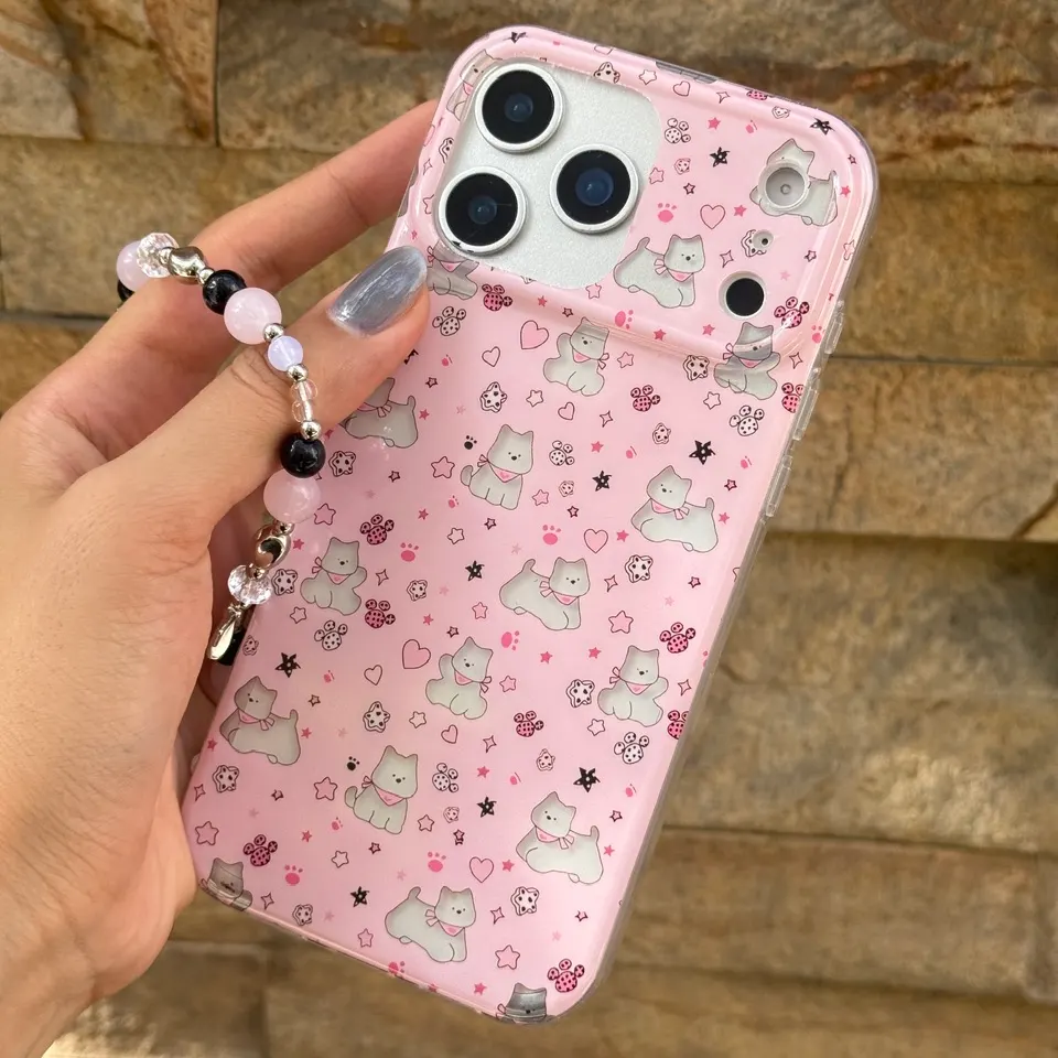 قاب آیفون مدل Pink Paws (صورتی ملوس) + آویز مخصوص