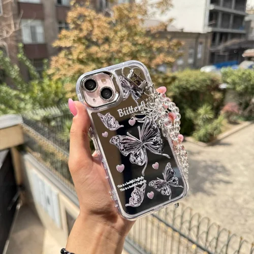 قاب butterfly آینه ای با محافظ لنز رینگی و آویز چسبی (کدC1804)