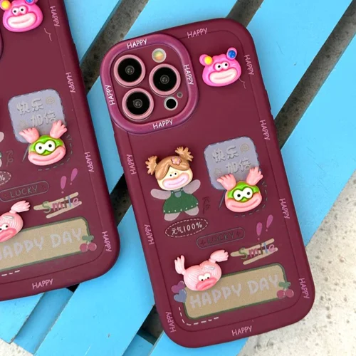 قاب عروسک برجسته happy زرشکی