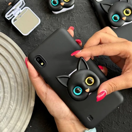 قاب موبایل سامسونگ گربه سیاه پاپسوکت آیینه ای