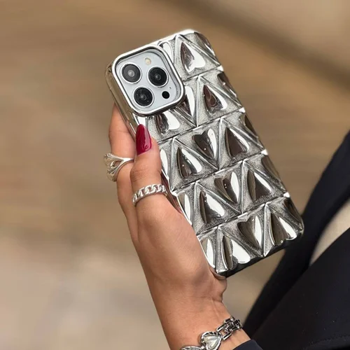 کاور گوشی Silver Heart آیفون با ورقه شاینی (کدC1876)