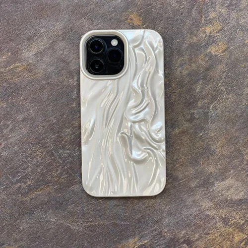 قاب گوشی چروک سفید صدفی آیفون