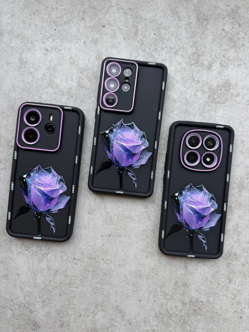 قاب سولید یووی رز بنفش همراه با آویز سری سامسونگ purple rose